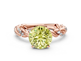 Rose gold Fancy Yellow Round  Solitaire Twisted Band with Pavé Accents and Four-Prong Setting