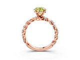 Rose gold Fancy Yellow Round  Solitaire Twisted Band with Pavé Accents and Four-Prong Setting_3