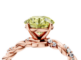 Rose gold Fancy Yellow Round  Solitaire Twisted Band with Pavé Accents and Four-Prong Setting_4