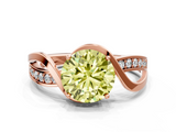 Rose gold Fancy Yellow Round  Solitaire Twisted Band with Prong Setting_3