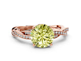 Rose gold Fancy Yellow Round  Solitaire Twisted Pave Diamond Ring with Four-Prong Setting_12