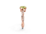 Rose gold Fancy Yellow Round  Solitaire Twisted Pave Diamond Ring with Four-Prong Setting_125