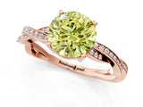Rose gold Fancy Yellow Round  Solitaire Twisted Pave Diamond Ring with Four-Prong Setting_13