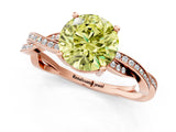Rose gold Fancy Yellow Round  Solitaire Twisted Pave Diamond Ring with Four-Prong Setting_13