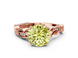 Rose gold Fancy Yellow Round  Solitaire Vine Band with Milgrain Prong Setting_3