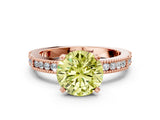 Rose gold Fancy Yellow Round  Solitaire with Pavé Band and Four-Prong Setting_29