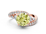 Rose gold Fancy Yellow Round  Solitaire with Pavé Twist Band and Four-Prong Setting