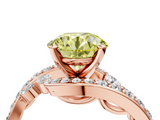 Rose gold Fancy Yellow Round  Solitaire with Pavé Twist Band and Four-Prong Setting_4