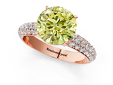 Rose gold Fancy Yellow Round  Solitaire with Pave Band and Four-Prong Setting_4