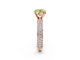 Rose gold Fancy Yellow Round  Solitaire with Pave Band and Four-Prong Setting_5
