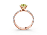 Rose gold Fancy Yellow Round  Solitaire with Pave Band and Four-Prong Setting_6