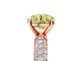 Rose gold Fancy Yellow Round  Solitaire with Pave Band and Four-Prong Setting_8