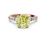 Rose gold Fancy Yellow Round  Solitaire with Side Baguettes and Channel Set Band