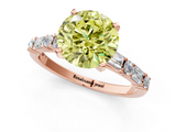 Rose gold Fancy Yellow Round  Solitaire with Side Baguettes and Channel Set Band_1