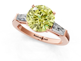 Rose gold Fancy Yellow Round  Solitaire with Tapered Baguette Side Stones on a Classic Band with Four-Prong Setting_1