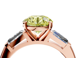 Rose gold Fancy Yellow Round  Solitaire with Tapered Baguette Side Stones on a Classic Band with Four-Prong Setting_4