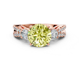 Rose gold Fancy Yellow Round  Three-Stone Diamond Ring with Pavé Split Shank and Four-Prong Setting_17