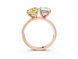Rose gold Fancy Yellow Round  and Emerald Cut Toi Moi Ring with Prong Setting_32