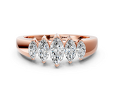 Rose gold Five-Stone Marquise Diamond Bar Set White Gold Band_21