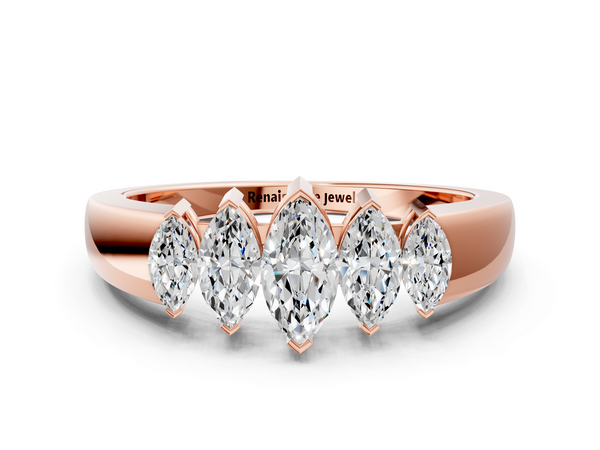 Rose gold Five-Stone Marquise Diamond Bar Set White Gold Band