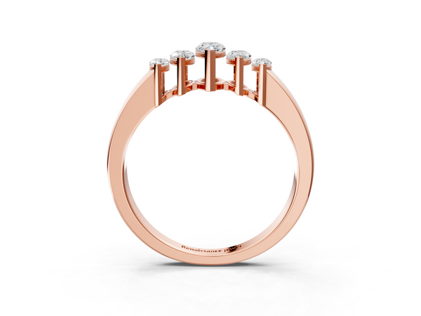 Rose gold Five-Stone Marquise Diamond Bar Set White Gold Band