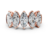Rose gold Five Stone Marquise Diamond Prong Set White Gold Band_19