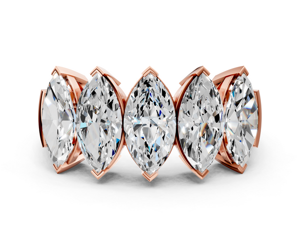 Rose gold Five Stone Marquise Diamond Prong Set White Gold Band
