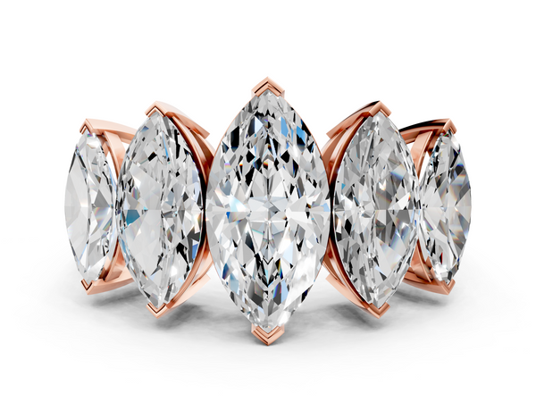 Rose gold Five-Stone Marquise Diamond Prong Set White Gold Band