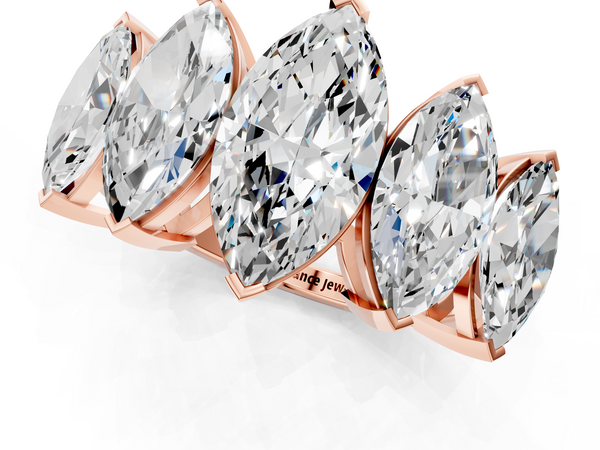 Rose gold Five-Stone Marquise Diamond Prong Set White Gold Band