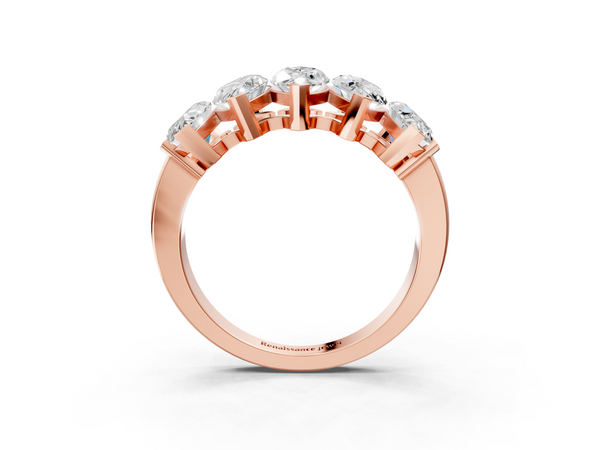 Rose gold Five Stone Marquise Diamond Prong Set White Gold Band