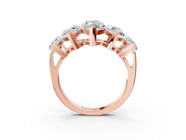 Rose gold Five-Stone Marquise Diamond Prong Set White Gold Band