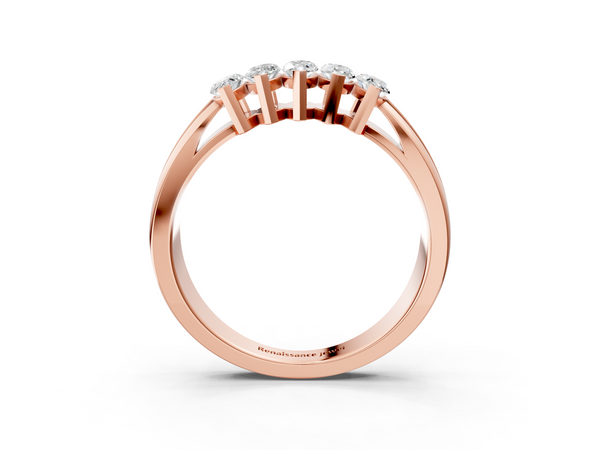 Rose gold Five-Stone Marquise Diamond Split Shank Ring with Shared Prong Setting