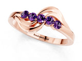 Rose gold Five-Stone Round Amethyst Crossover Band with Prong Setting_19