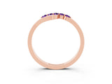 Rose gold Five-Stone Round Amethyst Crossover Band with Prong Setting_21