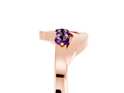 Rose gold Five-Stone Round Amethyst Crossover Band with Prong Setting_23