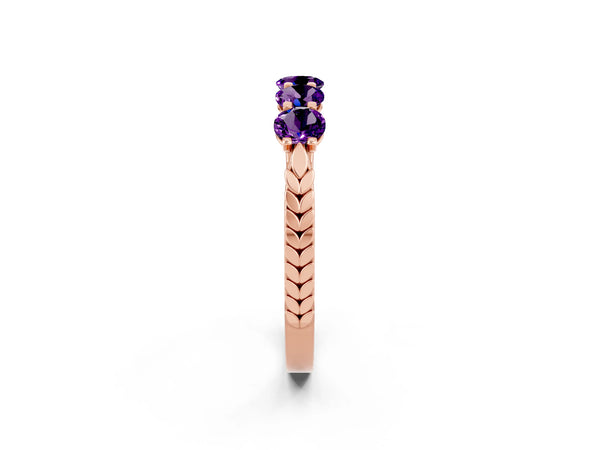 Rose gold Five-Stone Round Amethyst Prong-Set Band