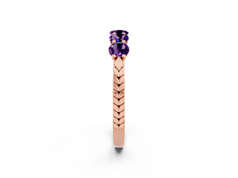 Rose gold Five-Stone Round Amethyst Prong-Set Band_20