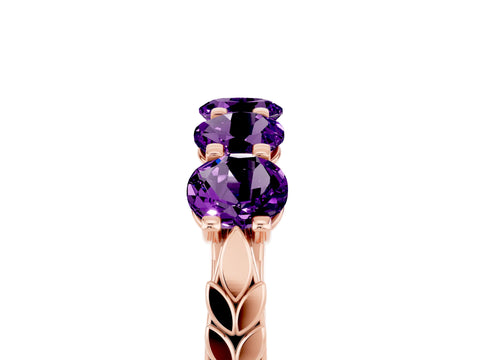 Rose gold Five-Stone Round Amethyst Prong-Set Band_23