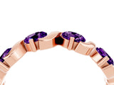Rose gold Five-Stone Round Amethyst Wave Band with Shared Prong Setting_10