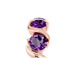 Rose gold Five-Stone Round Amethyst Wave Band with Shared Prong Setting_11