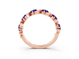 Rose gold Five-Stone Round Amethyst Wave Band with Shared Prong Setting_9
