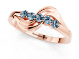 Rose gold Five-Stone Round Aquamarine Crossover Band with Prong Setting_19