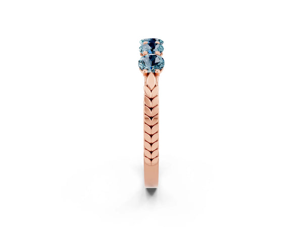 Rose gold Five-Stone Round Aquamarine Prong-Set Band