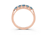 Rose gold Five-Stone Round Aquamarine Prong-Set Band_21