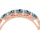 Rose gold Five-Stone Round Aquamarine Prong-Set Band_22