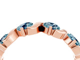 Rose gold Five-Stone Round Aquamarine Wave Band with Shared Prong Setting_10