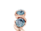 Rose gold Five-Stone Round Aquamarine Wave Band with Shared Prong Setting_11
