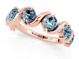 Rose gold Five-Stone Round Aquamarine Wave Band with Shared Prong Setting_7