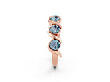 Rose gold Five-Stone Round Aquamarine Wave Band with Shared Prong Setting_8