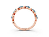 Rose gold Five-Stone Round Aquamarine Wave Band with Shared Prong Setting_9